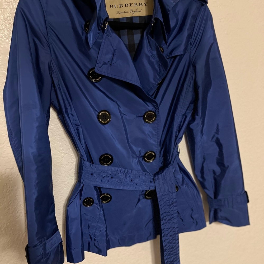 BURBERRY WOMENS SAPPHIRE BLUE TRENCH SIZE 4